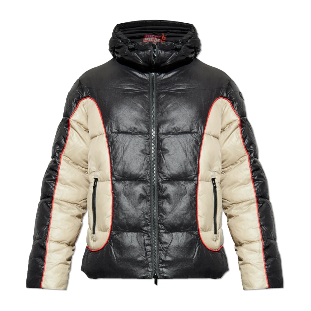 Diesel Men's Black Winter Jackets, L, W-Ostend Hooded Puffer Jacket