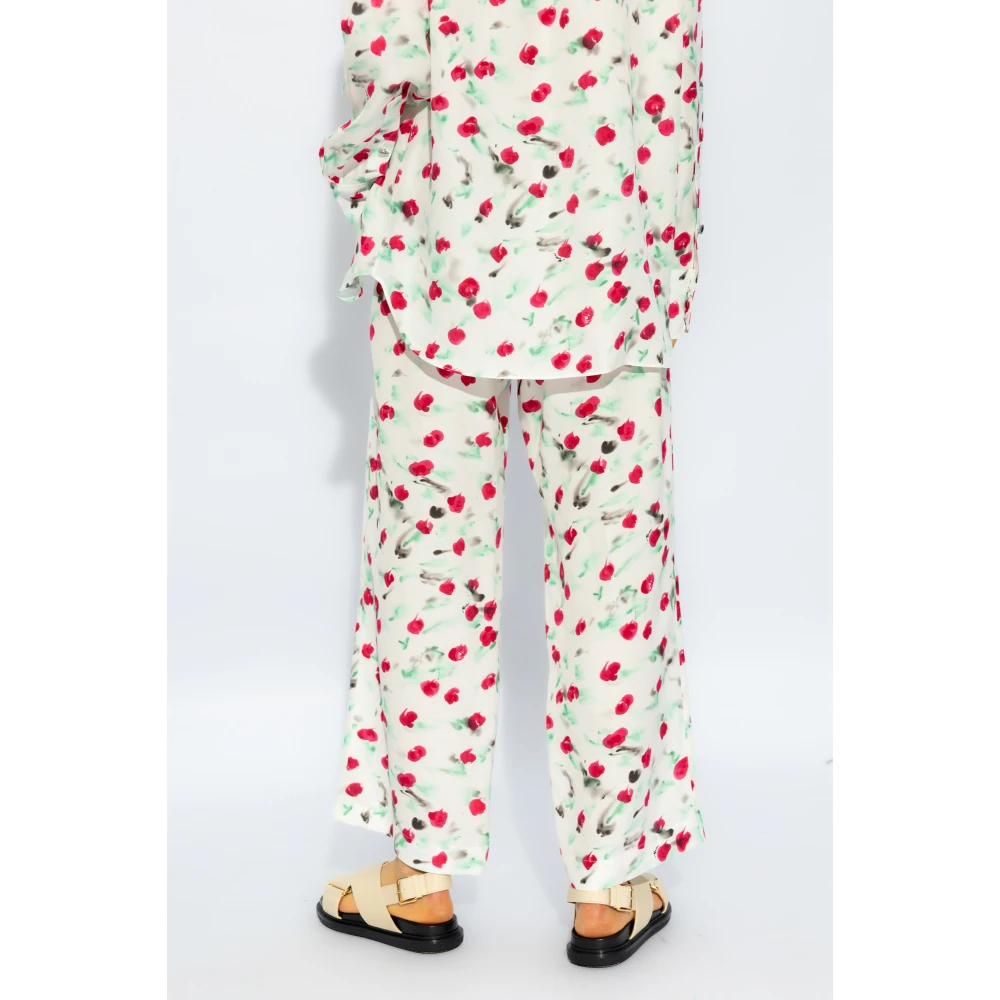 Marni Gebloemde broek White Dames