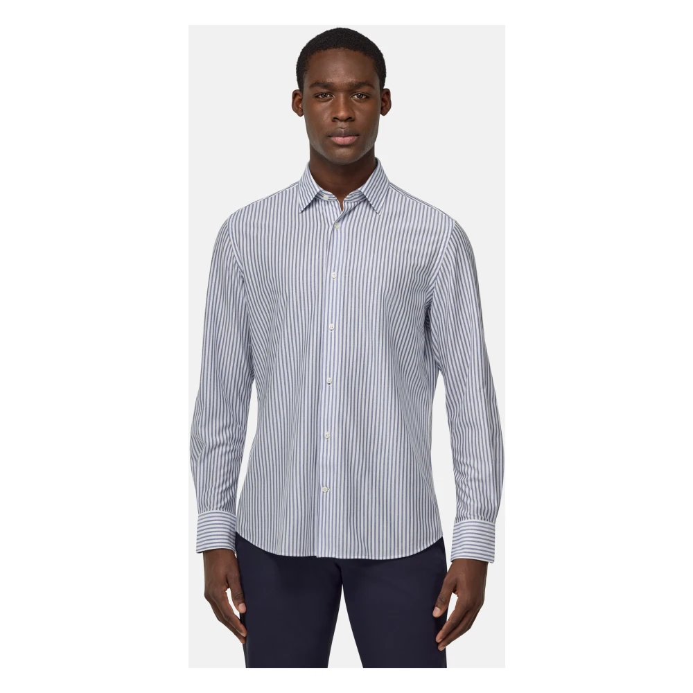 Boggi Milano Regular Fit Japanse Jersey Polo Shirt Blue Heren