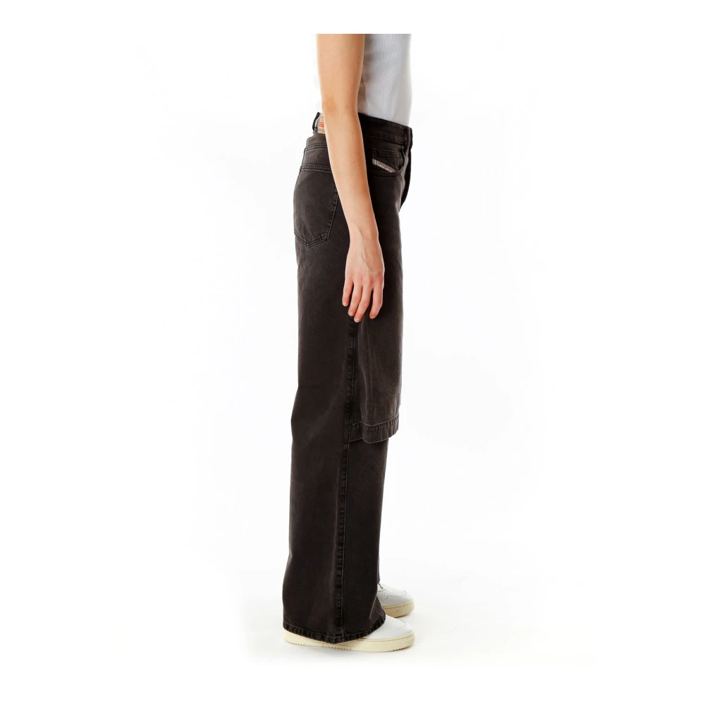 Diesel Wide Leg Low Waist Jeans Gray Dames