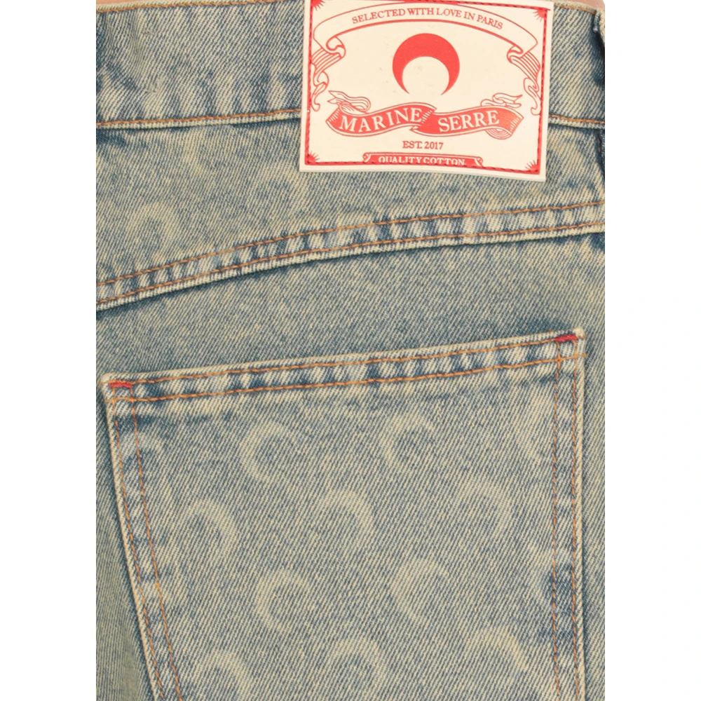 Marine Serre Lichtblauwe Bermuda Shorts Maanlogo Blue Dames