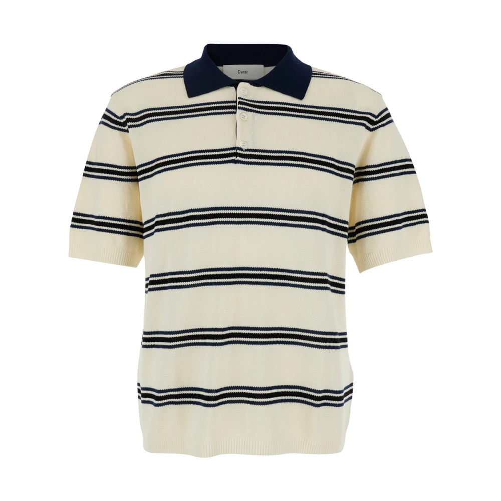 Dunst Gestreept Wit Poloshirt Katoen Piquet White Heren