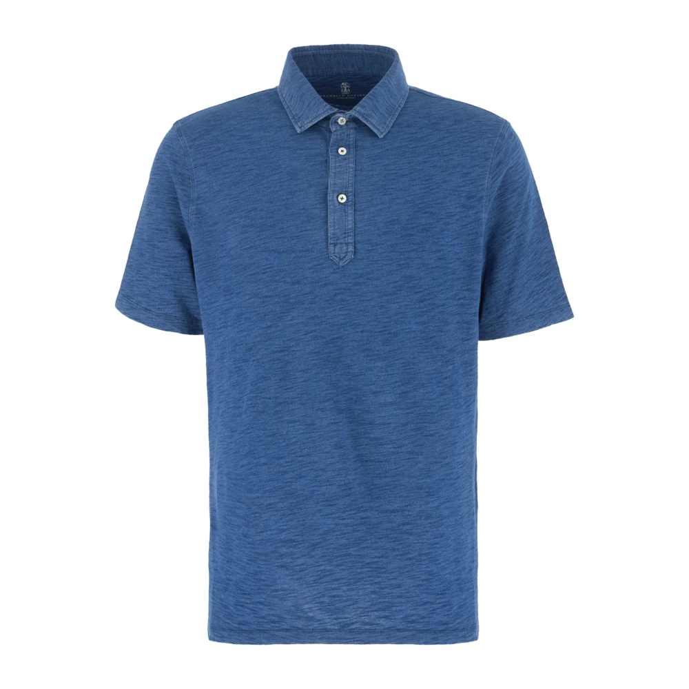 BRUNELLO CUCINELLI Klassieke Polo Shirt voor Mannen Blue Heren