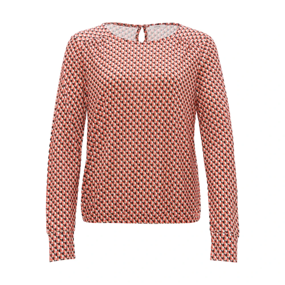 Opus Abstracte korte mouw top Red Dames