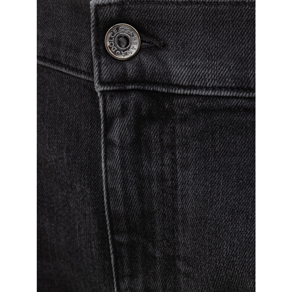 Dolce & Gabbana 5-pocket jeans met logo Gray Heren