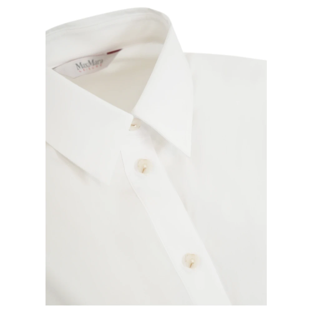 Max Mara Witte Katoenen Overhemd Klassiek Lange Mouw White Dames