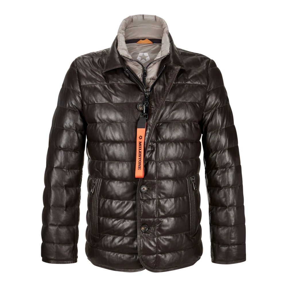 Milestone Klassieke Leren Jas Brown Heren