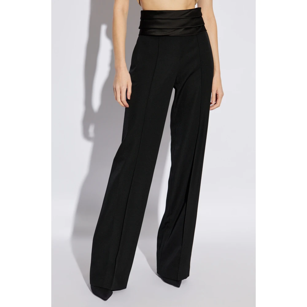 Balmain Wollen broek met beenstiksels Black Dames