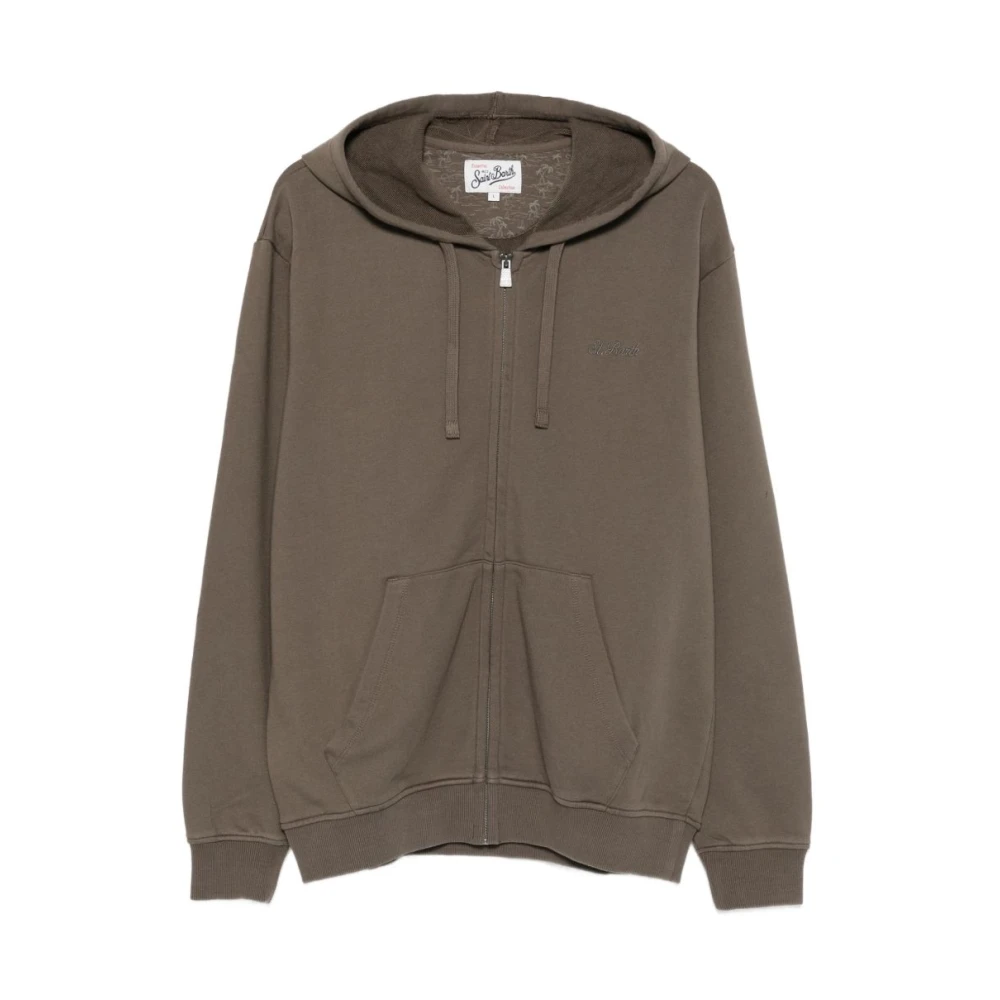 Mc2 Saint Barth , Zip-Throughs, Male, Brown, L, Danny Zip Hoodie