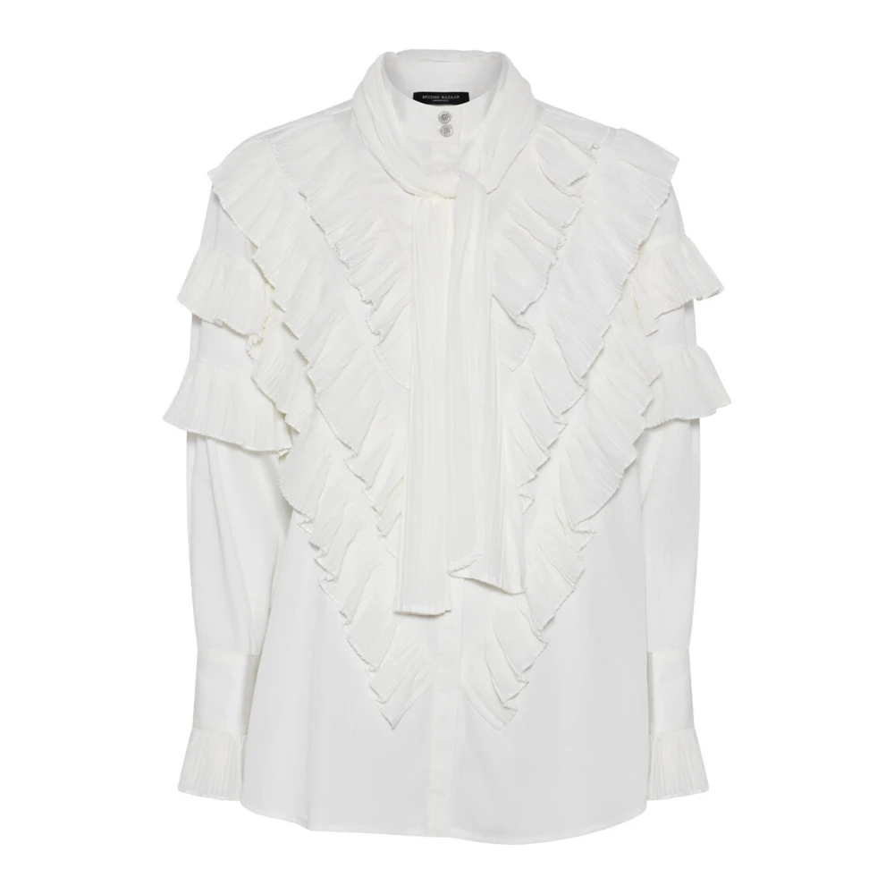 Bruuns Bazaar Geplooide blouse met hoge hals White Dames