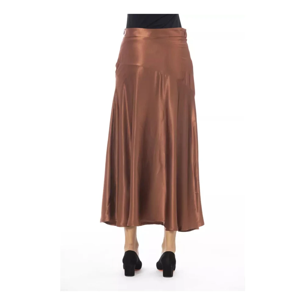 Alpha Studio Bruine Satijnen Rok voor Vrouwen Brown Dames