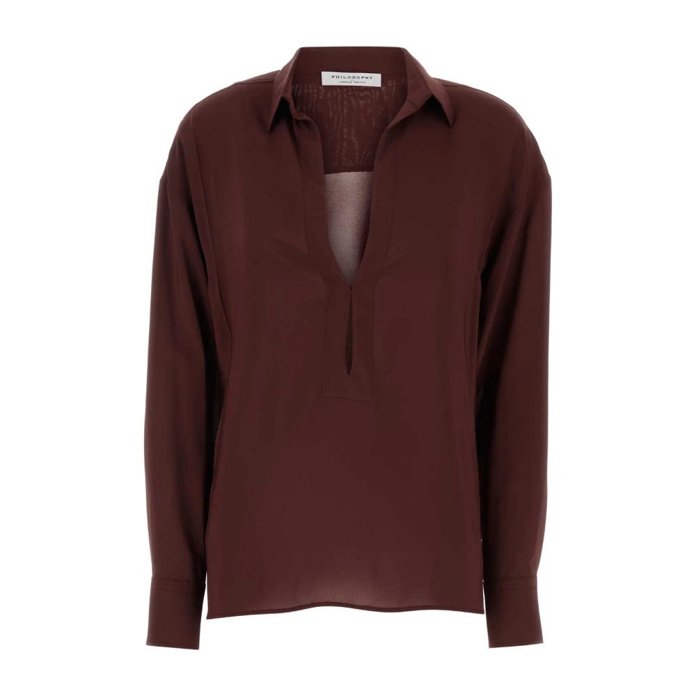 Philosophy di Lorenzo Serafini Stretch Viscose Bordeaux Blouse Brown Dames