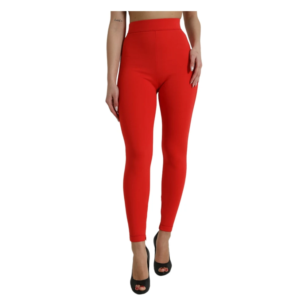 Dolce & Gabbana Women's Red Leggings, S, High Waist Leggings Trousers