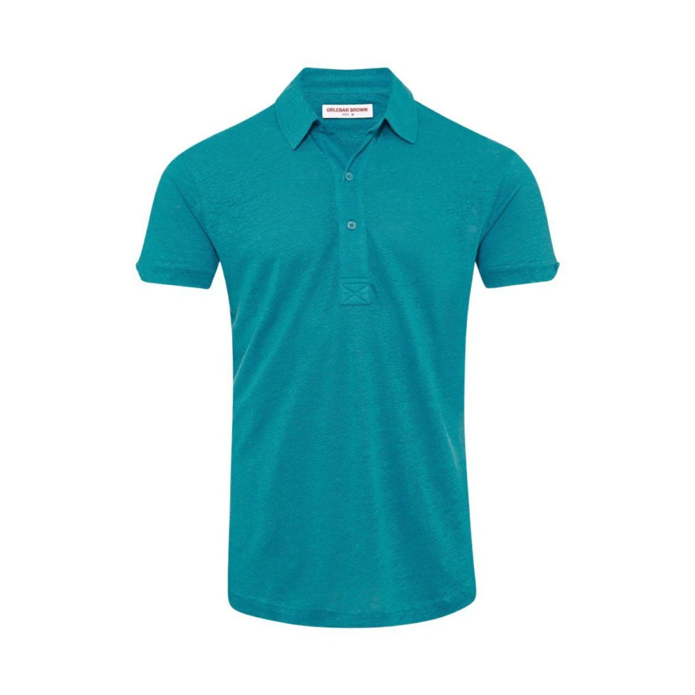 Orlebar Brown Veranda Blauw Linnen Polo Shirt Blue Heren