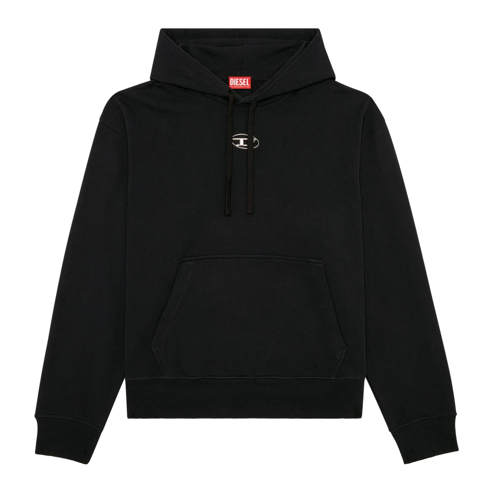 Diesel Oversized Hoodie med Metallisk Logga Black, Herr