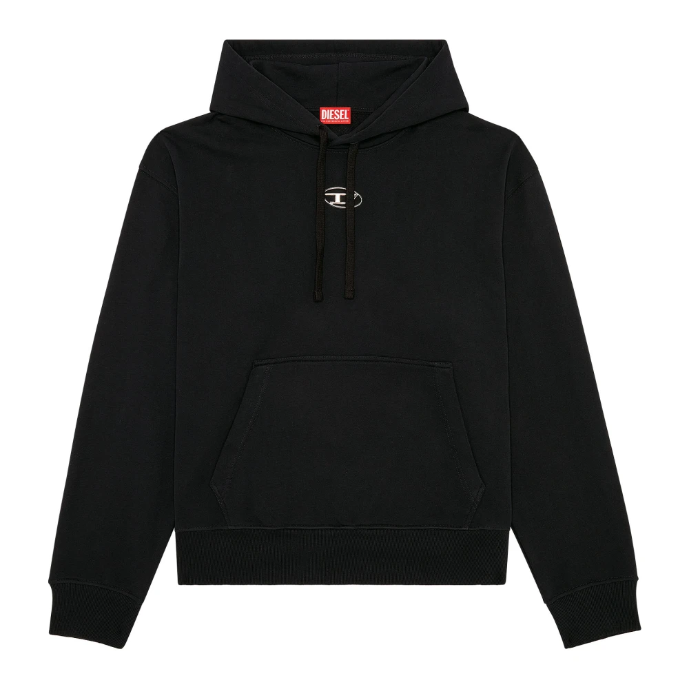 Diesel Oversized hoodie med metalliskt logotyp Black, Herr
