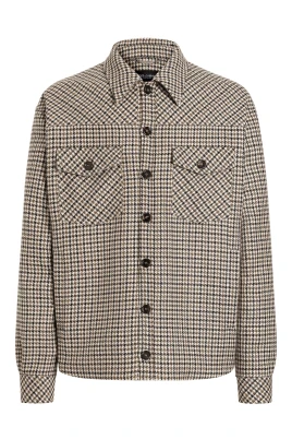 Quiltad kavaj i houndstooth-ull