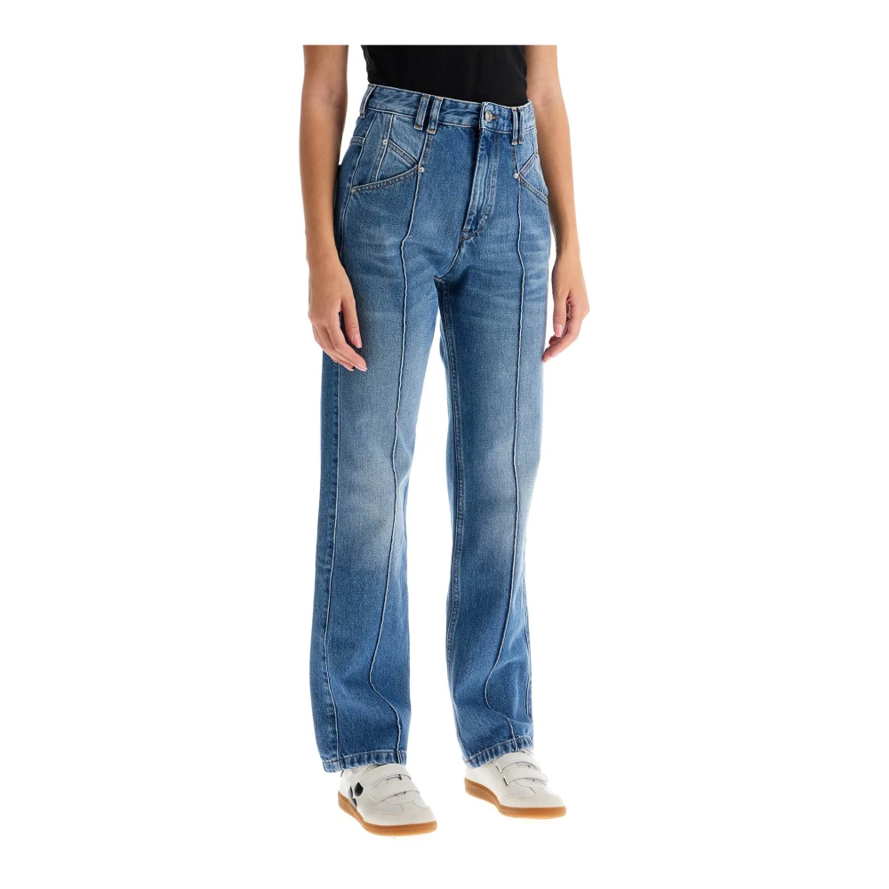 Isabel marant Hoge taille boyfriend jeans met zichtbare stiksels Blue Dames