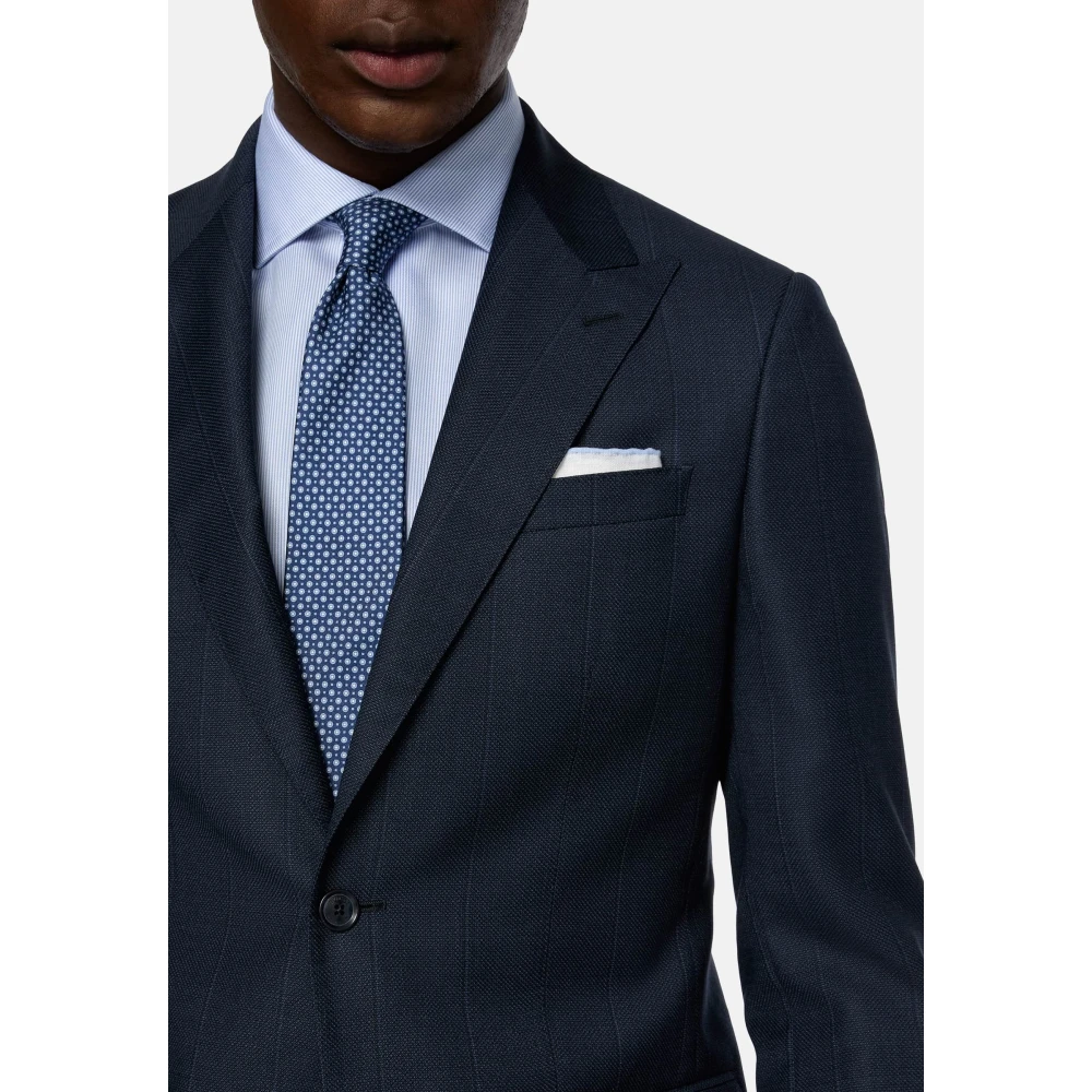 Boggi Milano Pakjes in Fijne Streepjes van Pure Wol Blue Heren