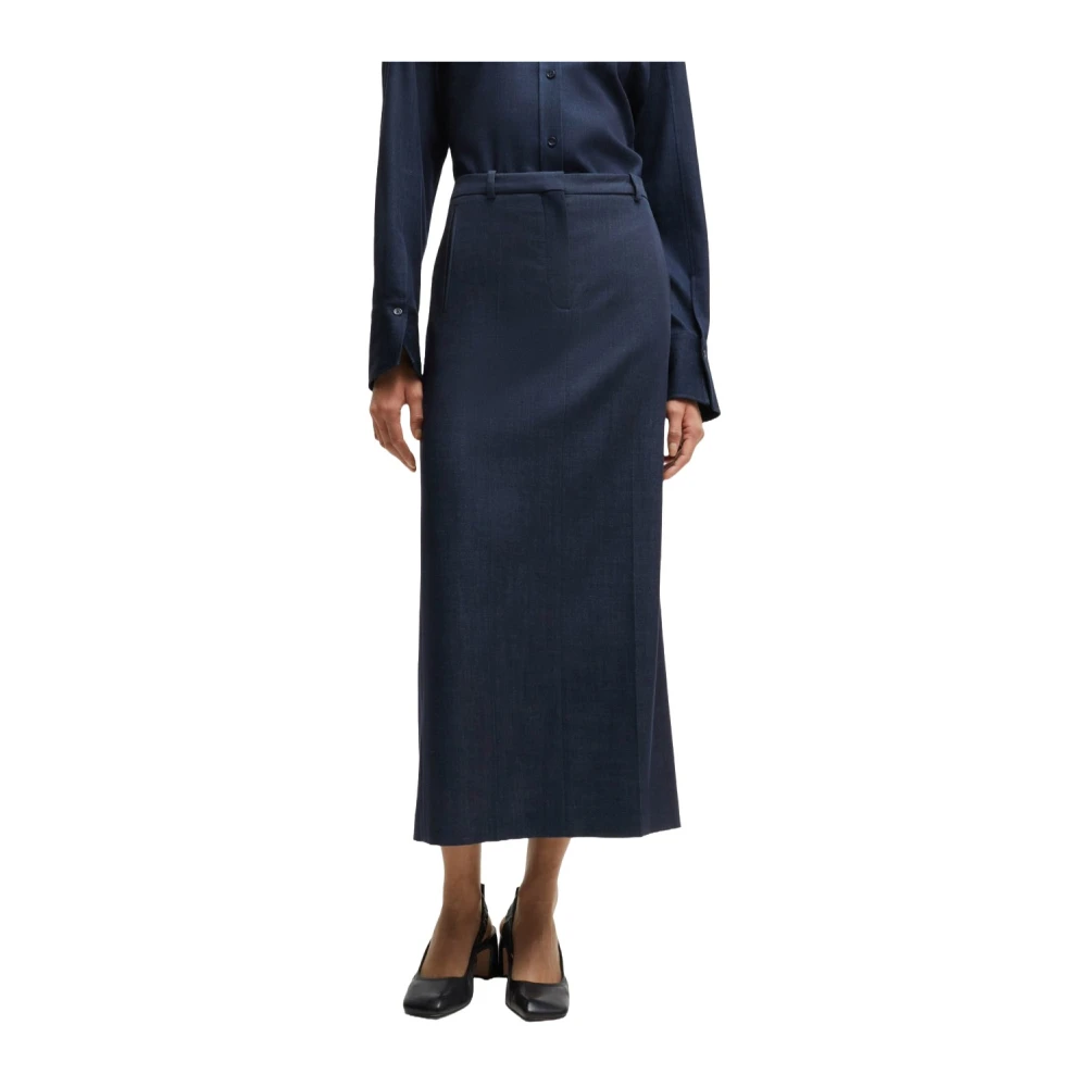 Hugo Boss Denim effect lange rok slim fit Blue Dames