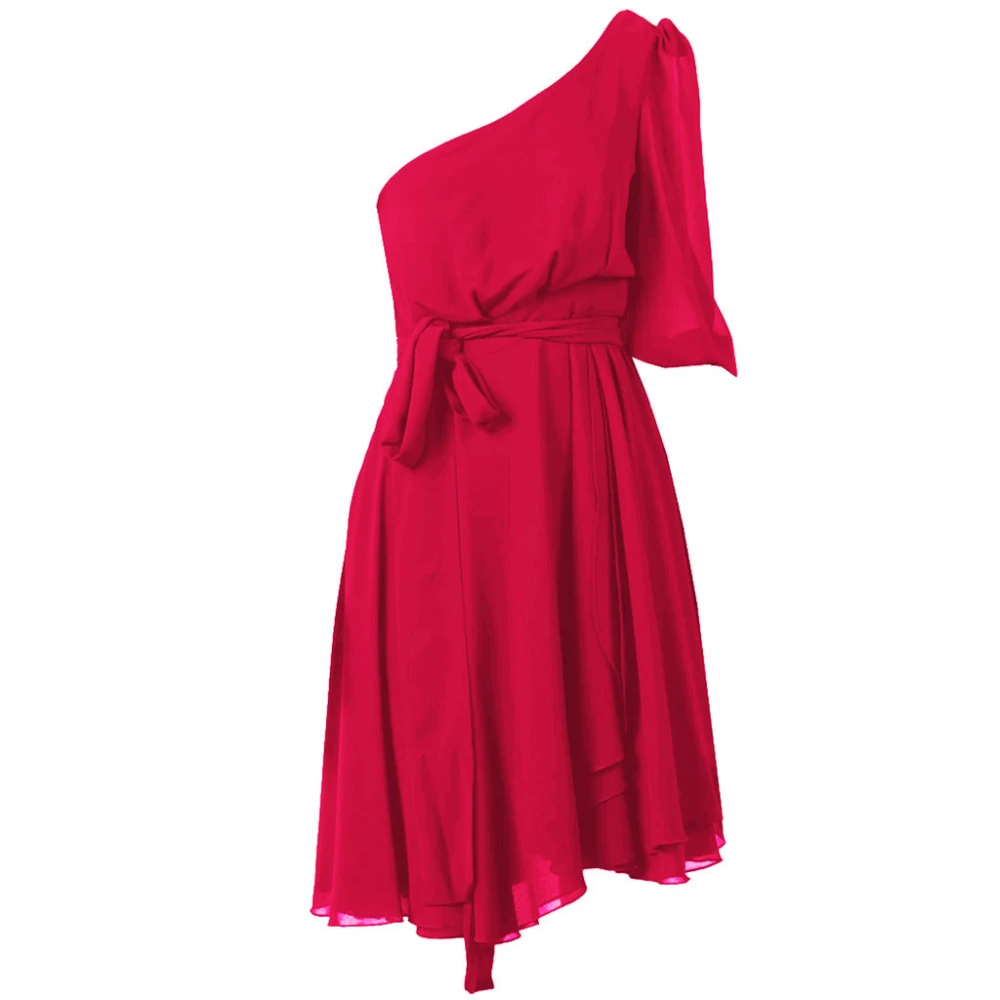 Pinko Georgette one-shoulder jurk met riem Pink Dames