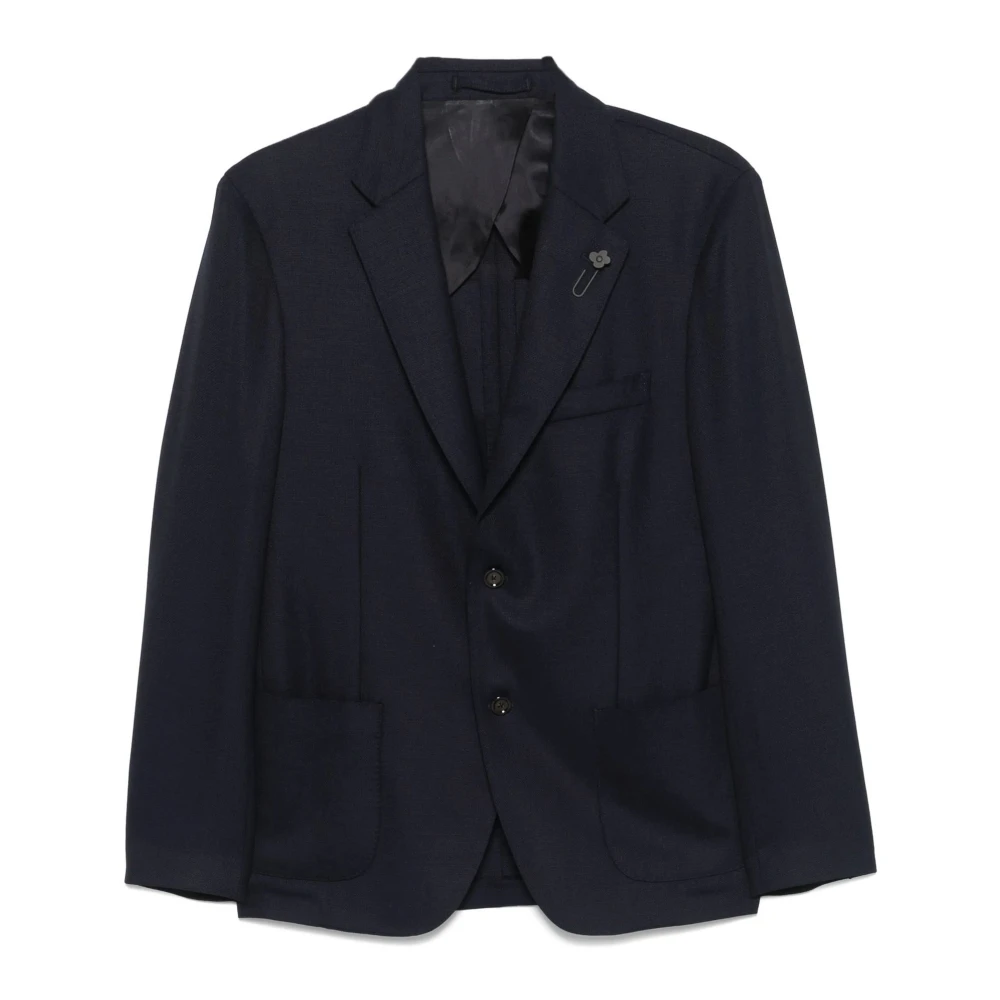 Lardini Navy Blauw Wollen Blazer Jas Blue Heren