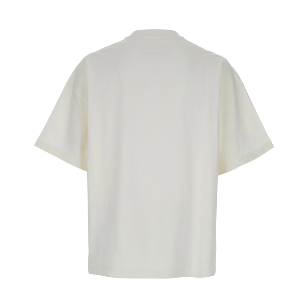 Jil Sander Wit Logo Print Katoenen T-shirt White Heren