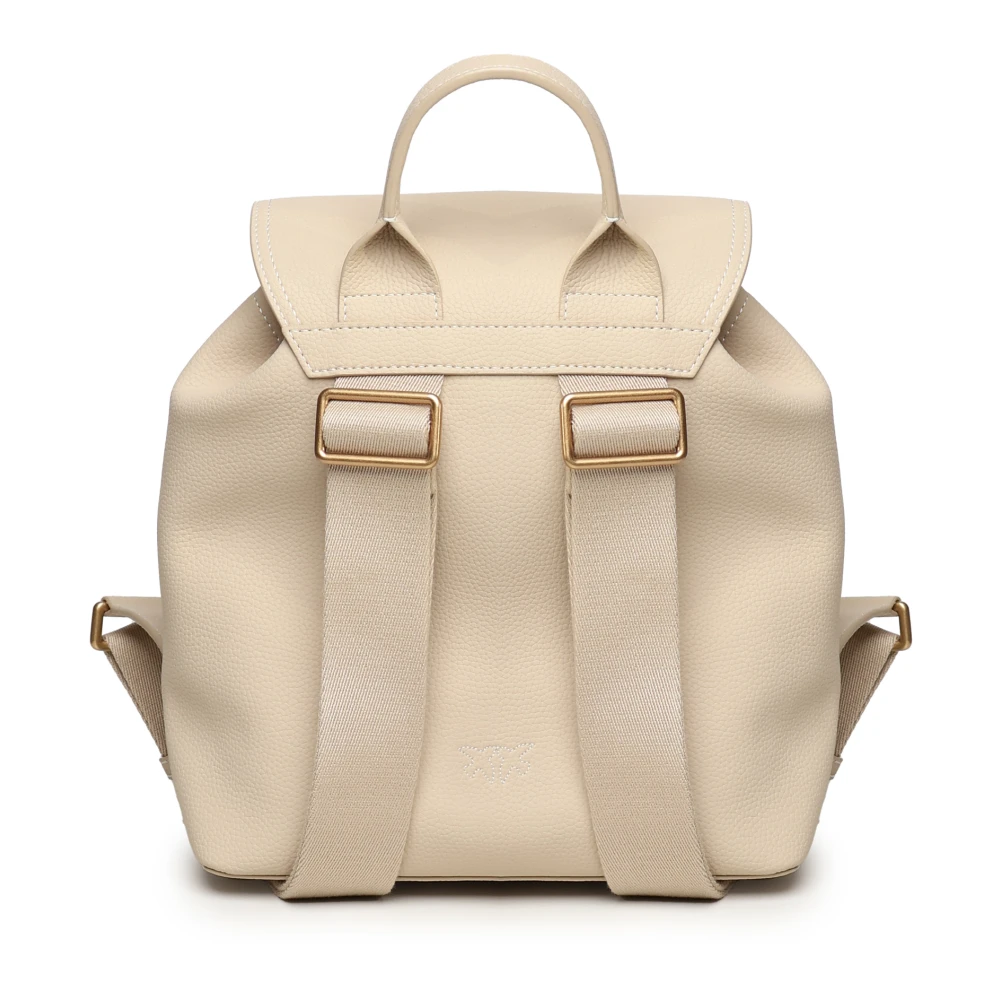 pinko Beige Leren Rugzak met Love Birds Beige Dames