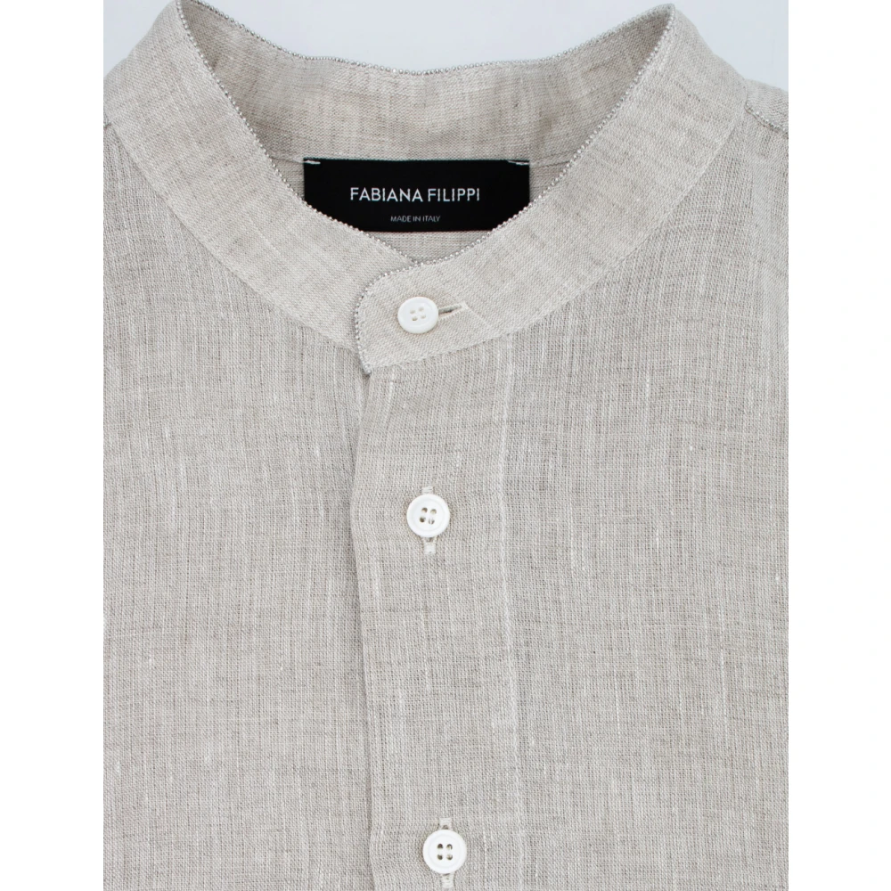 Fabiana Filippi Linnen Mouwloze Overshirt Gray Dames