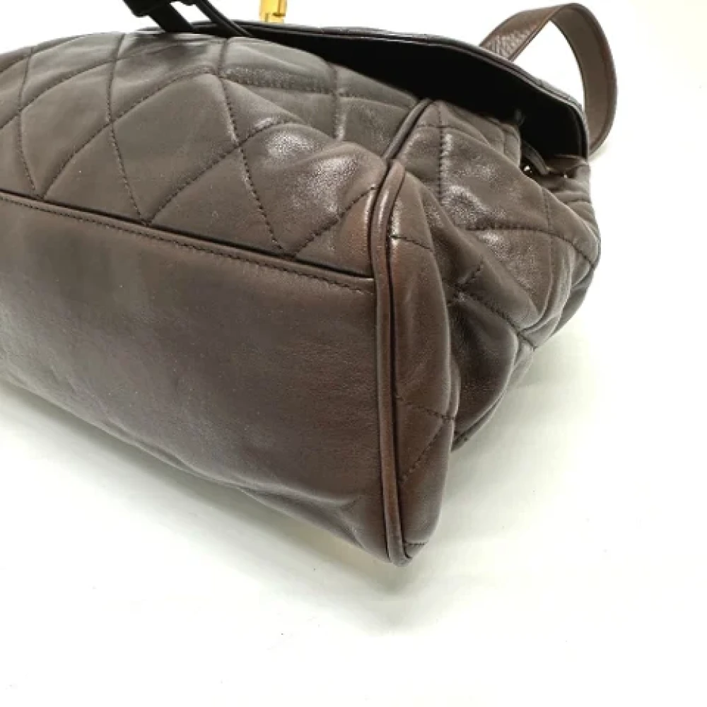 Chanel Vintage Pre-owned Leather backpacks Brown Dames