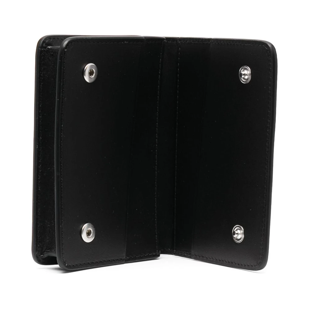 Maison Margiela Zwarte leren portemonnee met handtekeninglogo Black Heren