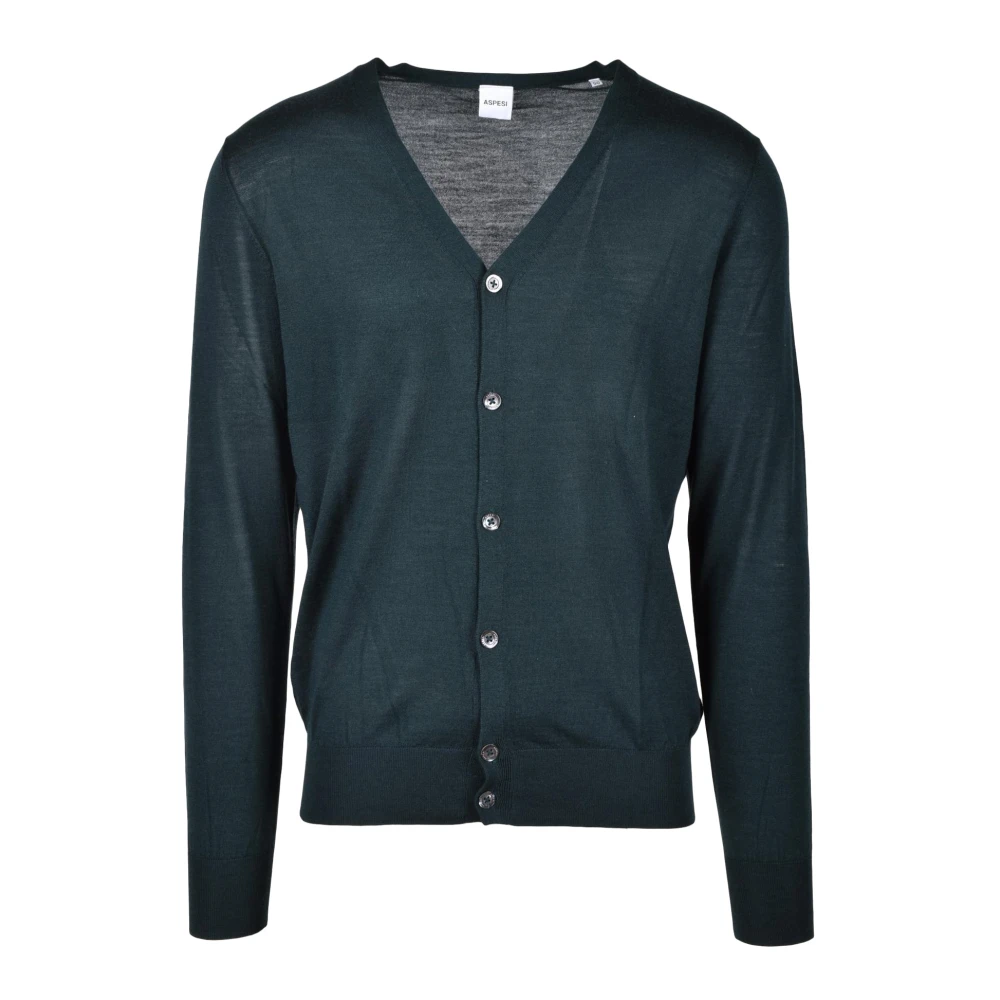 Aspesi Wol Zijde Vest Green Heren