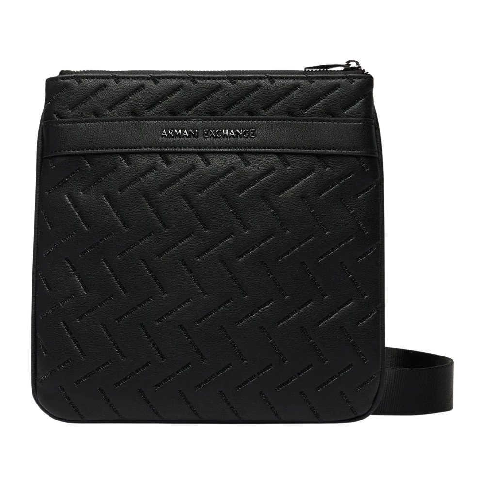 Armani Exchange Men's Black Cross Body Messenger, One Size, Ginevra Embossed Crossbody Bag