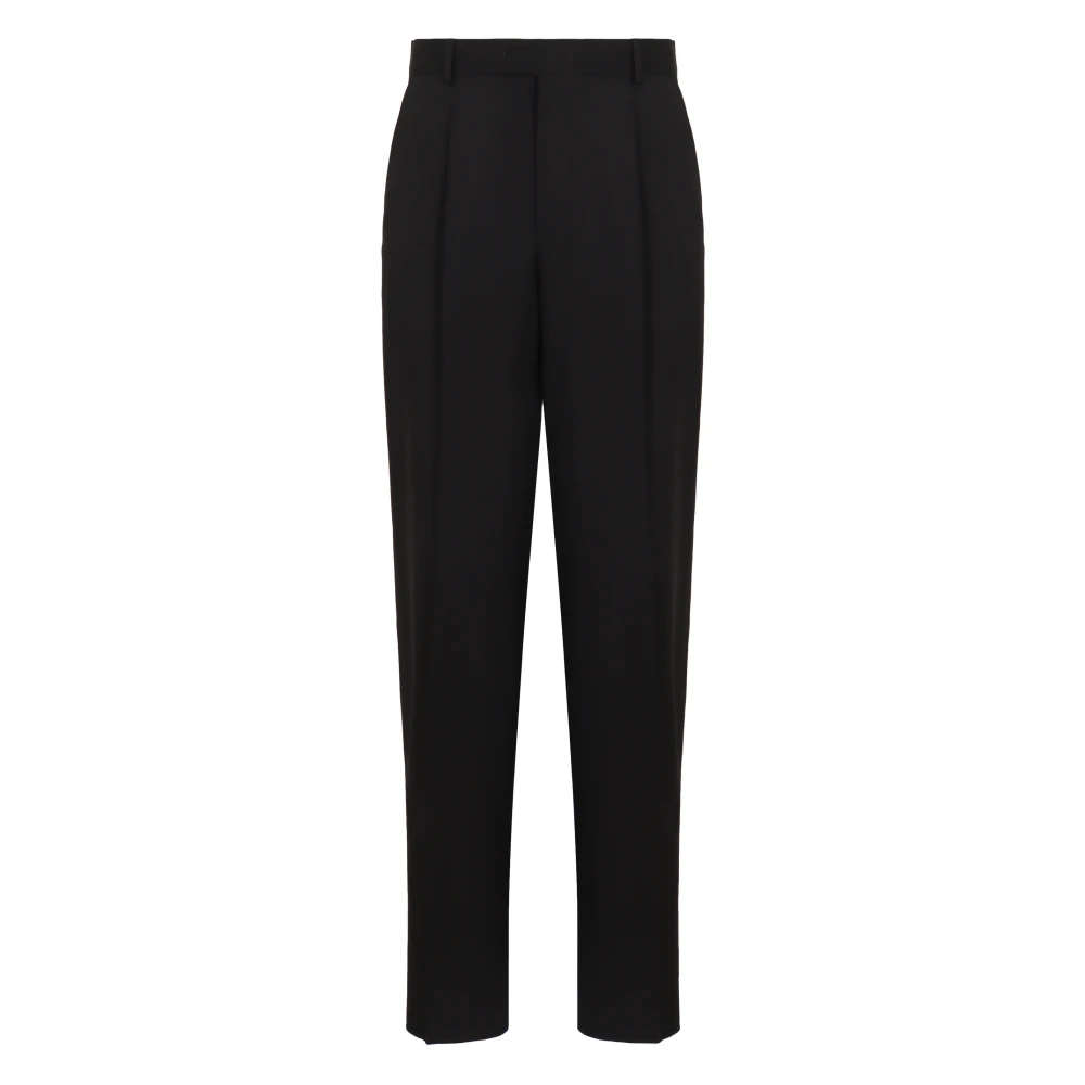 Emporio Armani Mannelijk Zwart Broeken Heren, L, Wol, Klassieke Wollen Broek