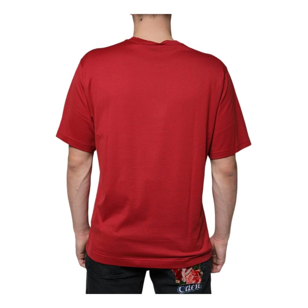 Dolce & Gabbana Rood Logo Print Katoenen T-shirt Red Heren