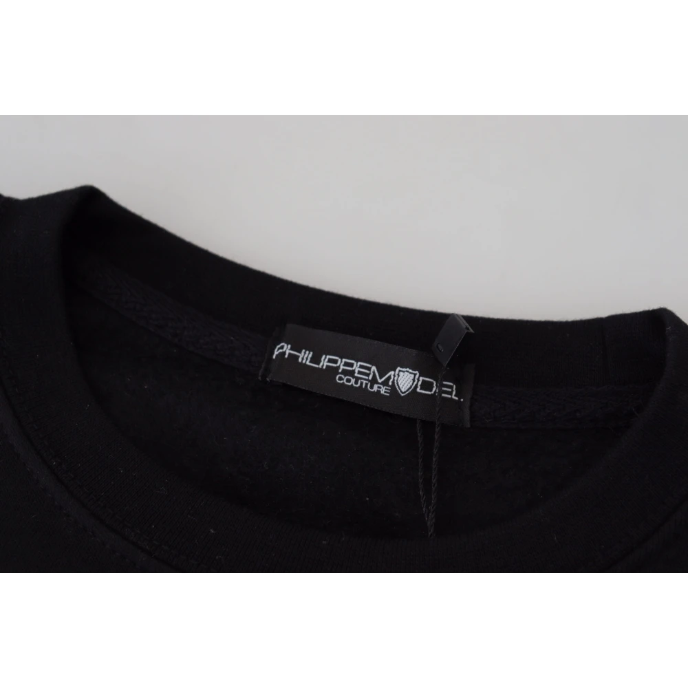 Philippe Model Elegante zwarte katoenen trui met print Black Dames