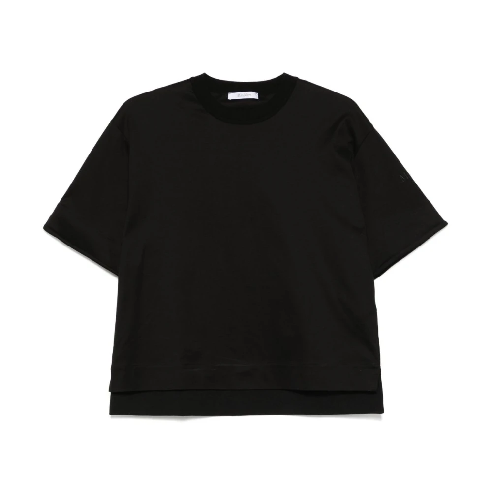 Max Mara Zwart Geborduurd Logo Crew Neck T-shirt Black Dames