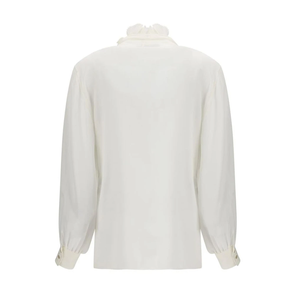 Tom Ford Zijden Blouse met Gerimpelde V-hals White Dames