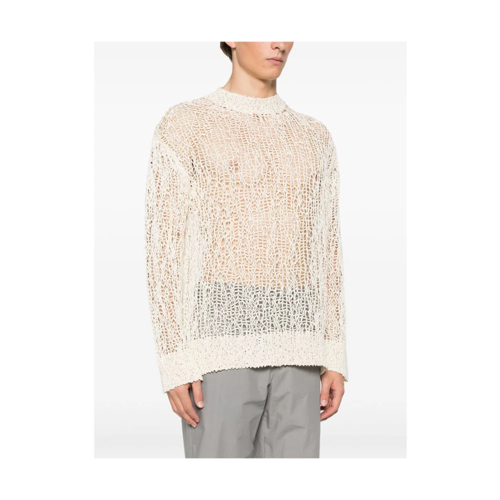 Jil Sander Ecru Crew Neck Sweater Lange Mouwen Beige Heren