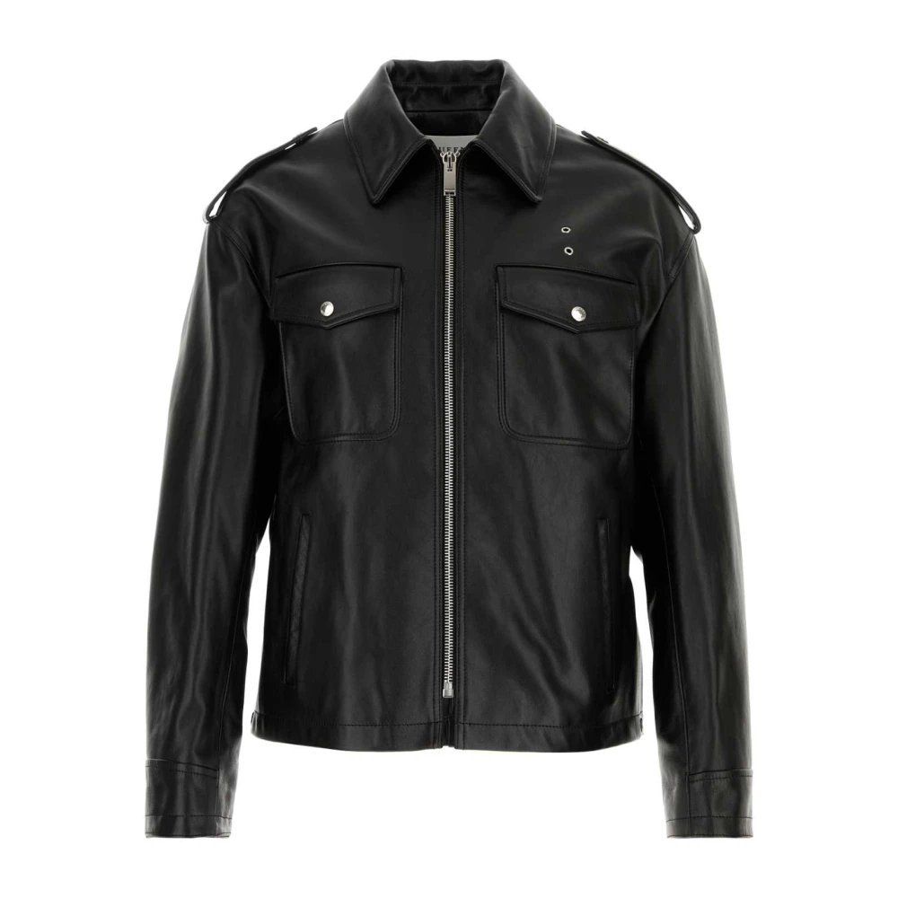 alexander mcqueen Moderne Zwarte Leren Jas Black Heren
