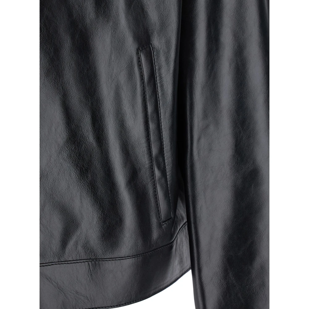 Givenchy Zwart leren jack met logo patch Black Heren