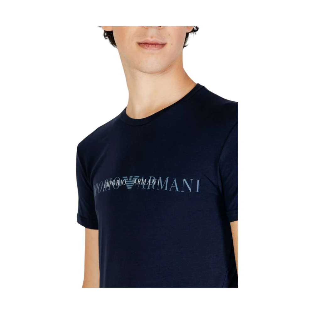 Emporio Armani Blauw Katoenen Heren T-Shirt Herfst Winter Blue Heren