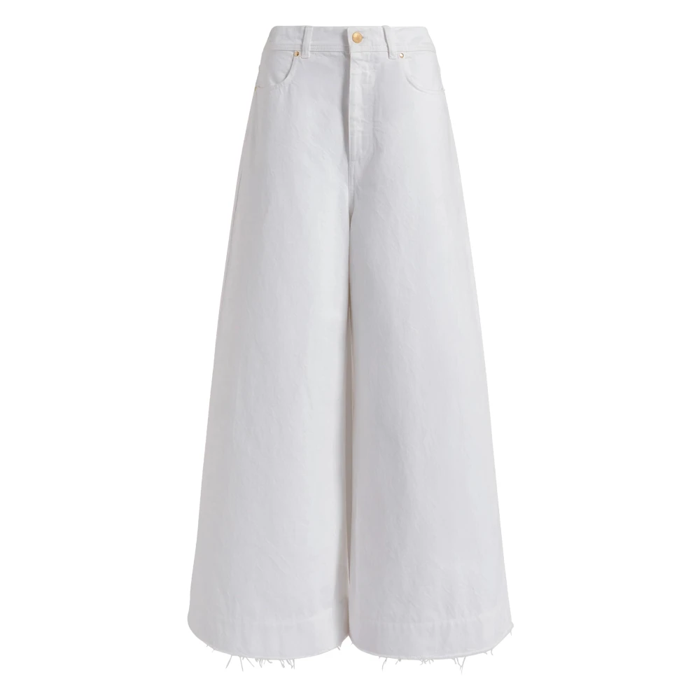 Alberta Ferretti Women's White Wide Trousers, S, Wide Trousers