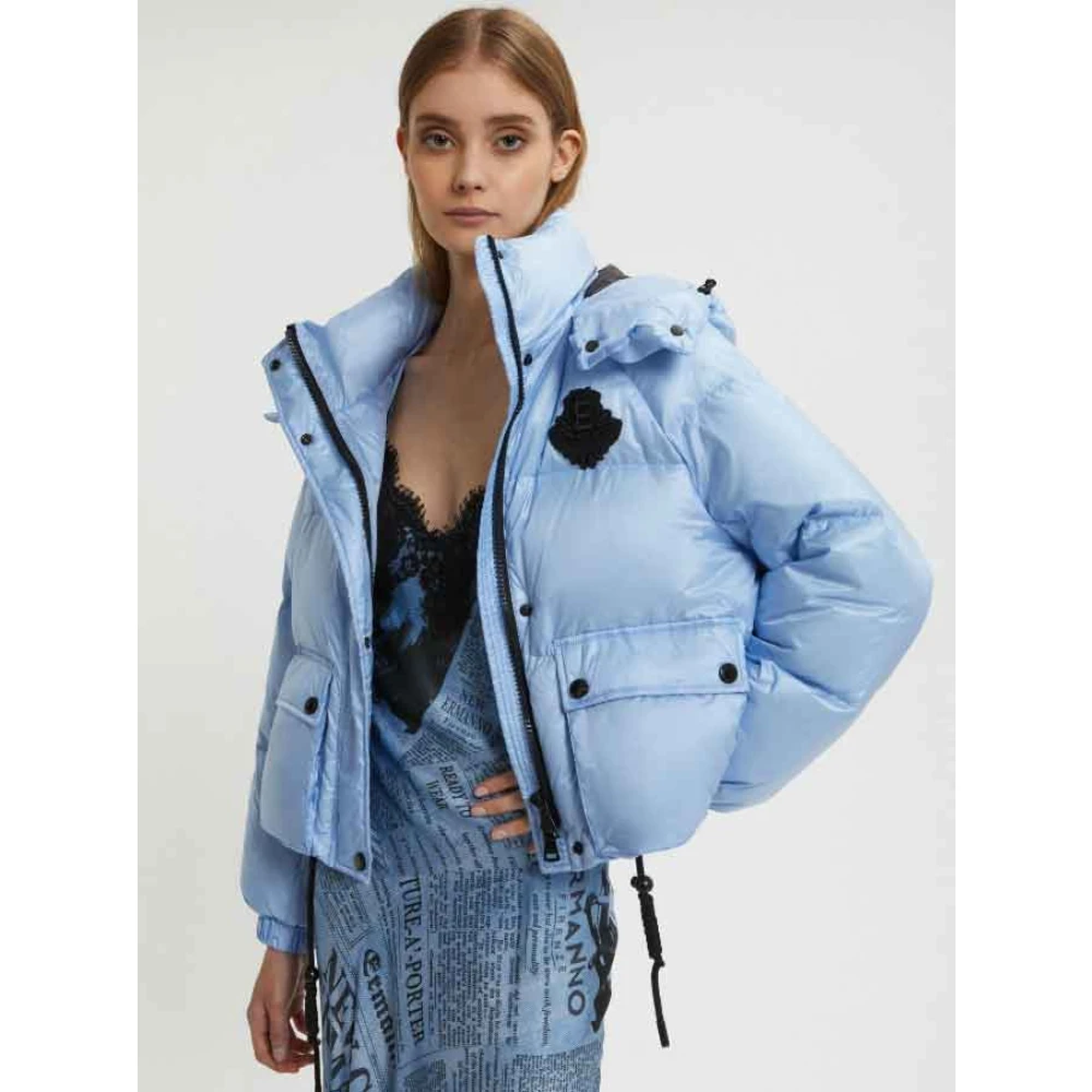 Ermanno Scervino Lange Mouw Gewatteerde Jas Blauw Zwart Blue Dames