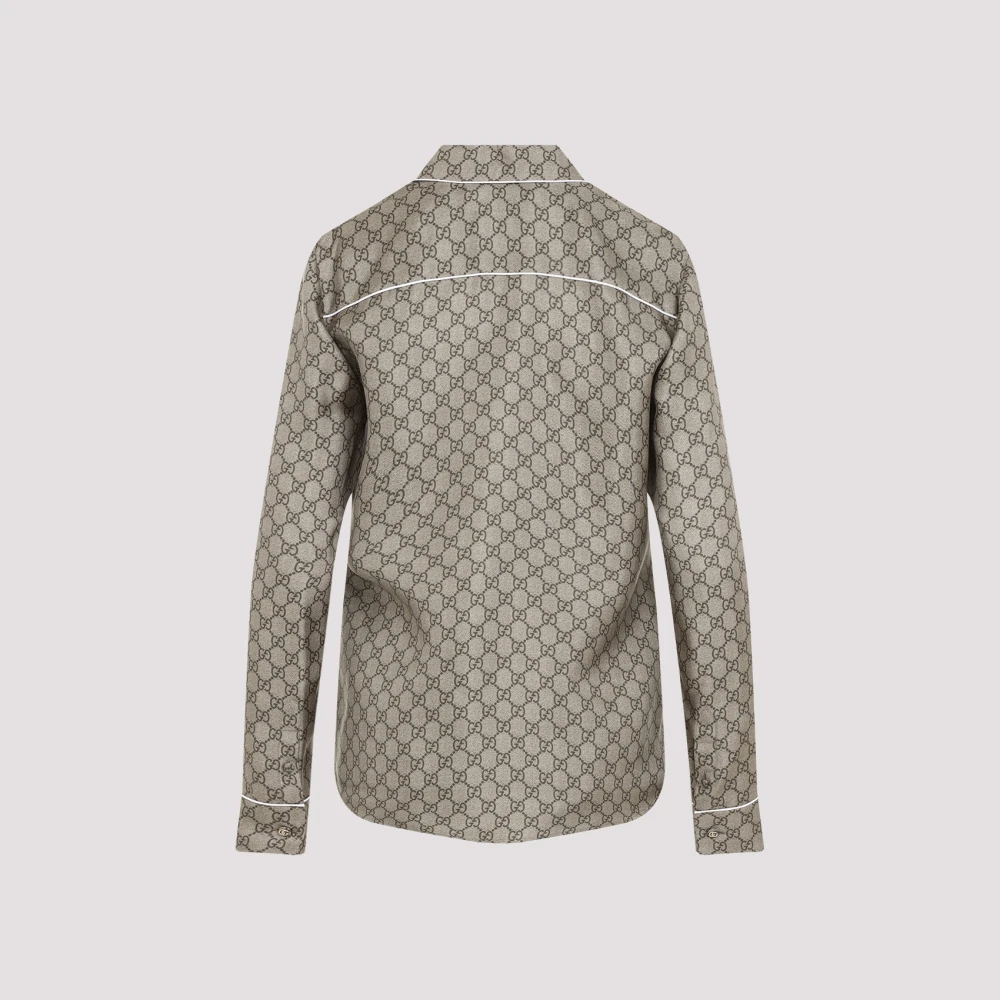 Gucci Zijden Bruin Shirt Brown Dames