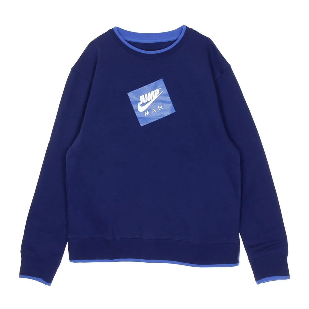 Jordan Men's Blue Crew Neck Sweatshirt With Jumpman Print - Long Sleeve Training Tops - Xl - Sport
