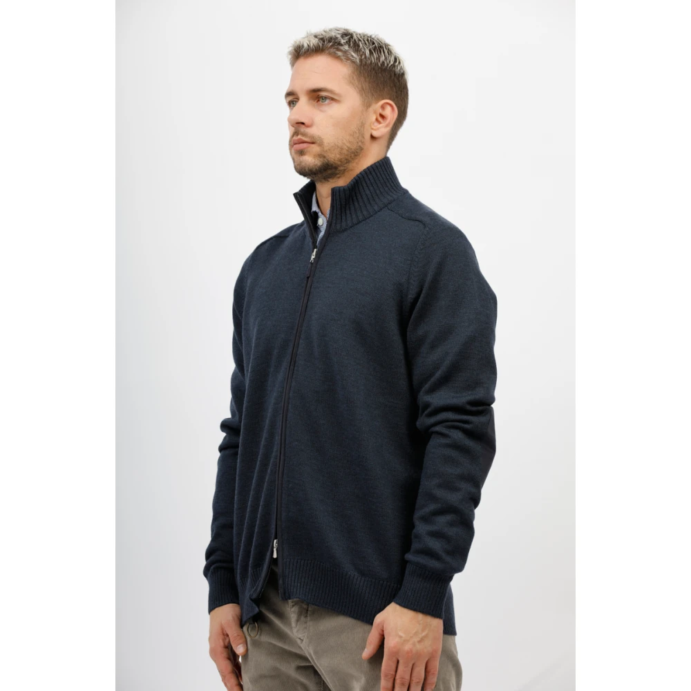 Gran Sasso Sweater met ritssluiting en Alcantara-details Blue Heren
