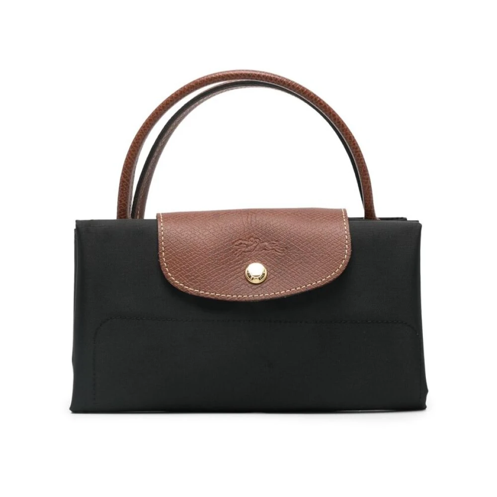 Longchamp Canvas Tote Tas met Klep Sluiting Black Dames