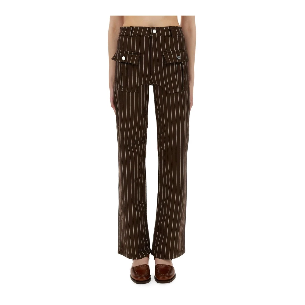 Baum Und Pferdgarten Donna Marrone Pinstripe Wide Leg Pants