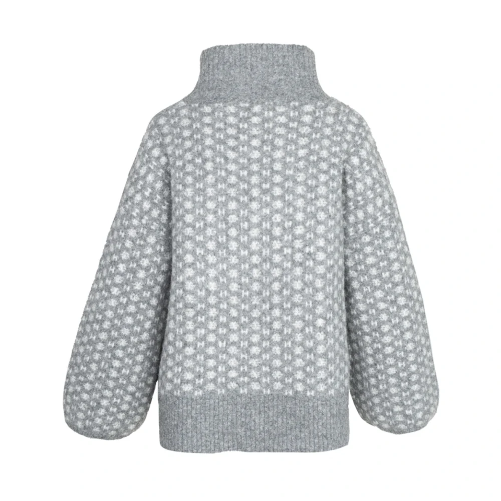 Hést Donkergrijze Melange Logo Sweater Gray Dames
